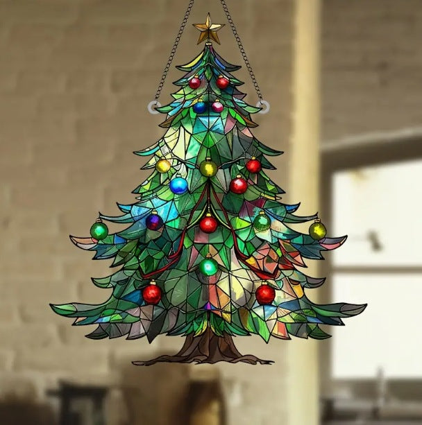 Christmas Tree Sun Catcher - Acrylic Window Hanging & Wall Art for Holiday Decor
