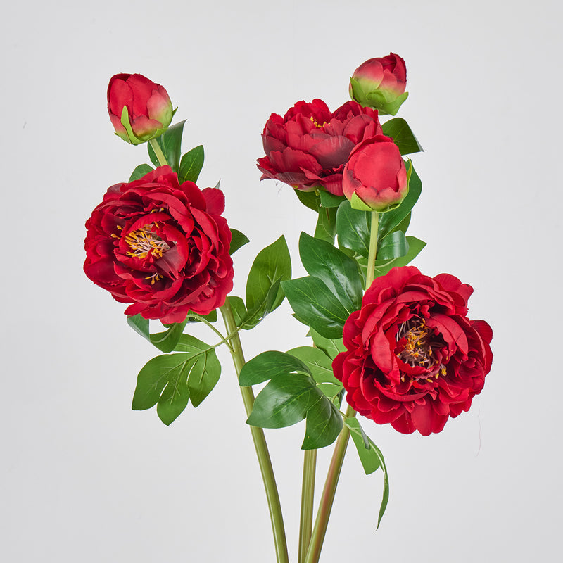 Peony Artificial Flowers, 2-Bloom Bush with Silk-Like Fabric, 26" Height for Home Decor, Wedding, Events & Commercial Displays
