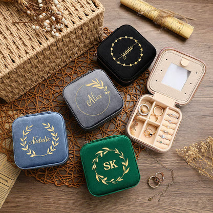 Customized Velvet Jewelry Box - Portable DIY Wedding Favor & Bridal Gift with Logo/Design