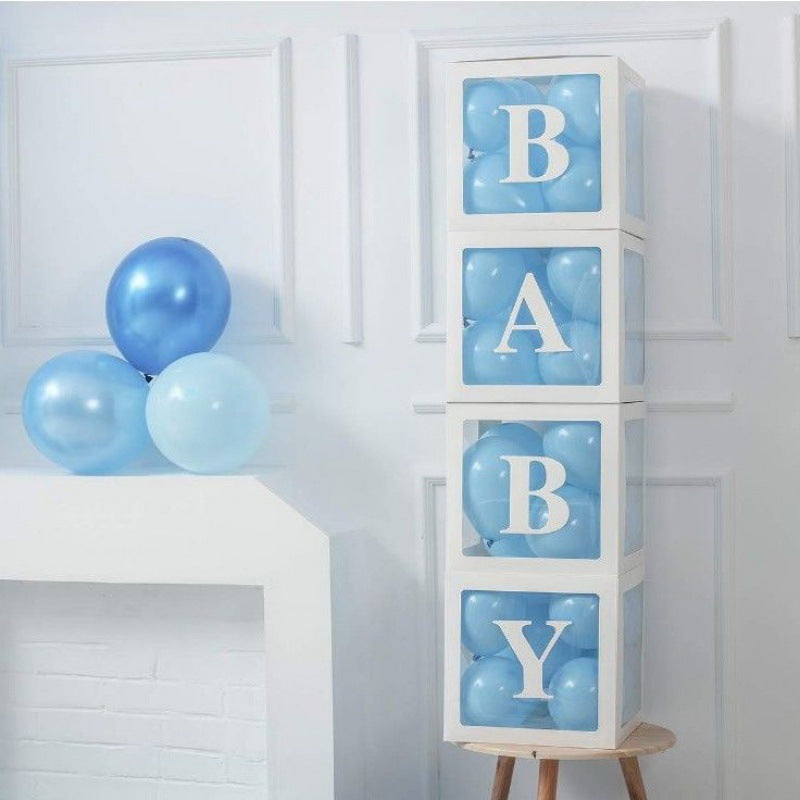 Bulk 4 Pcs Clear Balloon Boxes with Letters for Baby Shower Birthday Party Backdrop Decor Wholesale