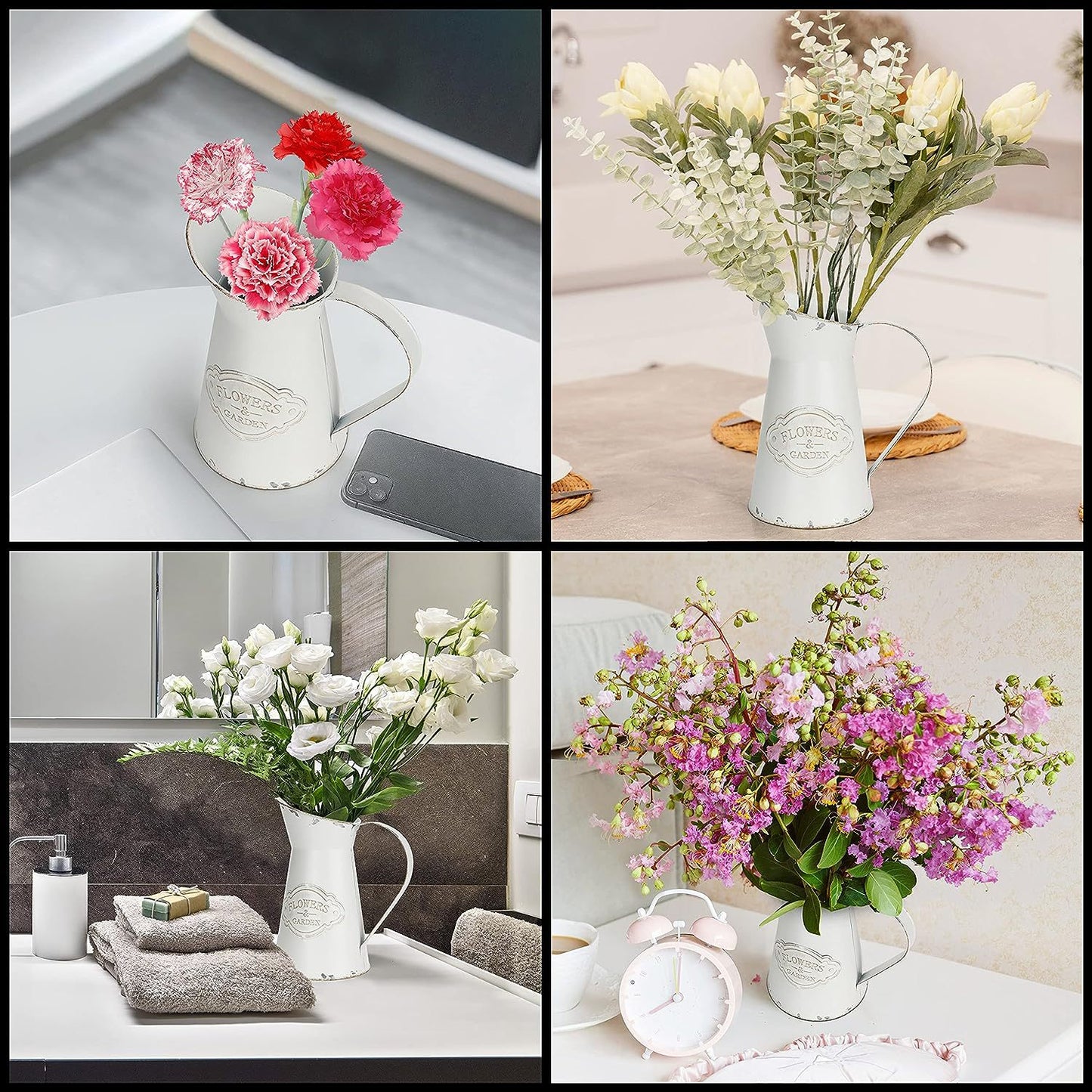 Bulk Metal Flower Vase White Shabby Chic Vintage Farmhouse Jug Vase for Home Kitchen Living Room Wholesale