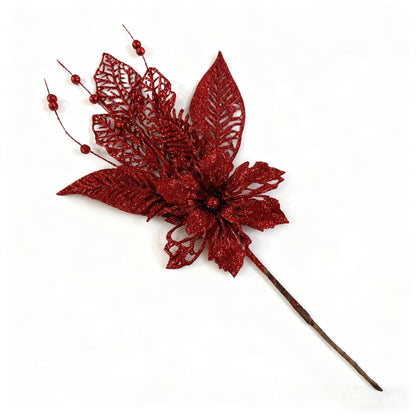 Christmas Gold Glitter Lily Ornament - 17" Christmas Tree Topper Decoration