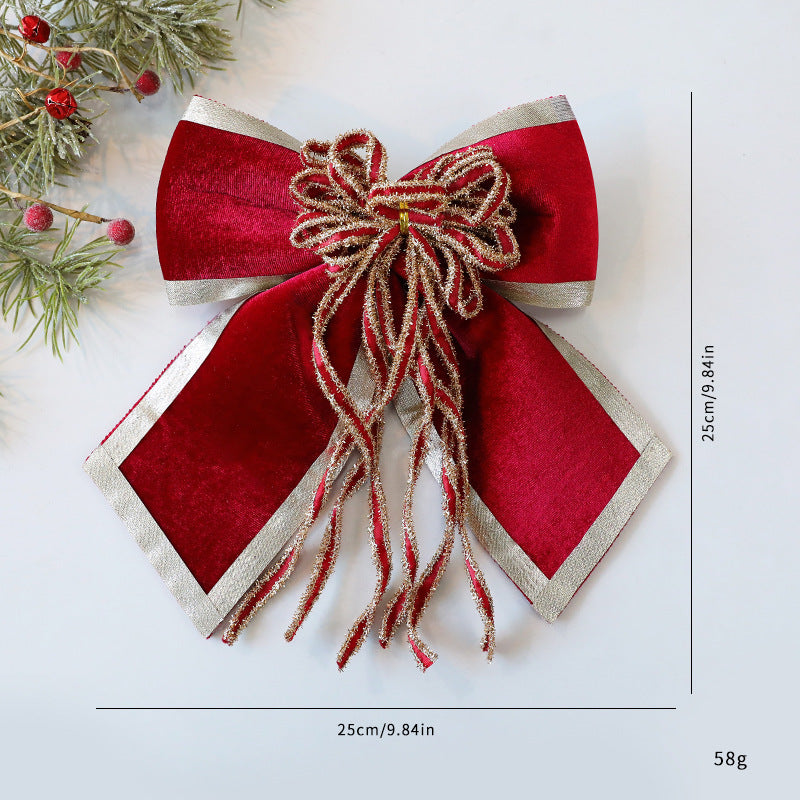 Christmas Bow Decor - Plush & Shimmer Fabric Ornament for Christmas Tree & Holiday Decor (10x10 Inches)