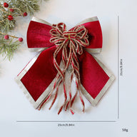 Christmas Bow Decor - Plush & Shimmer Fabric Ornament for Christmas Tree & Holiday Decor (10x10 Inches)