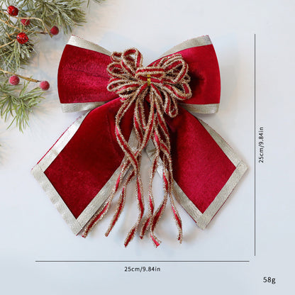 Christmas Bow Decor - Plush & Shimmer Fabric Ornament for Christmas Tree & Holiday Decor (10x10 Inches)