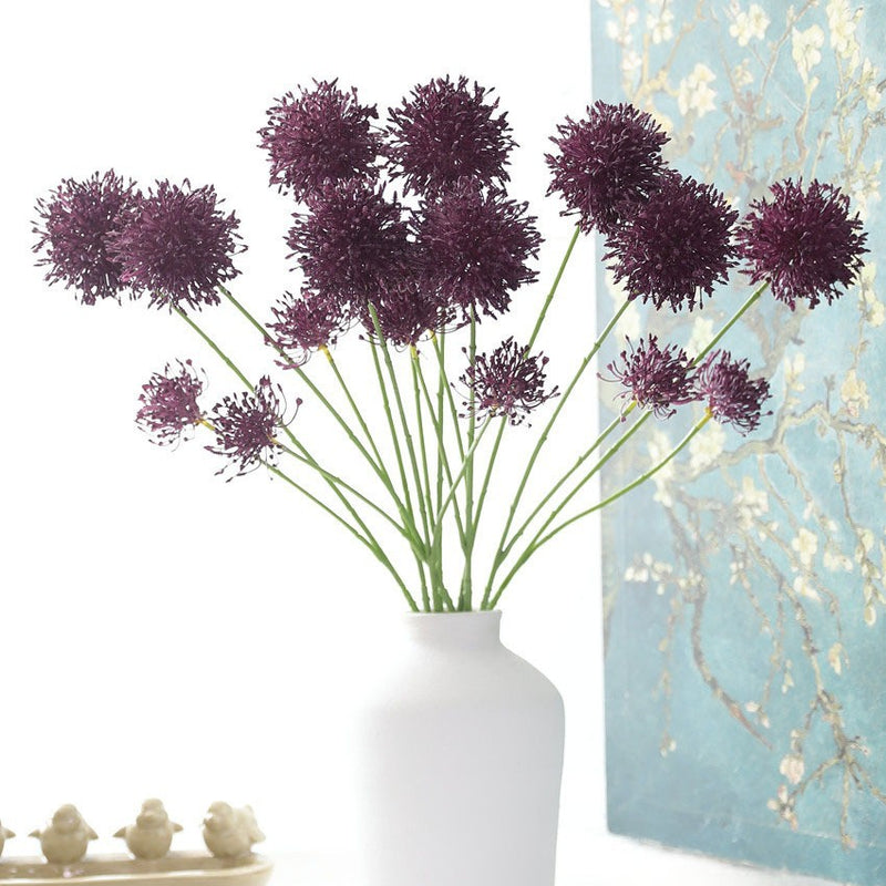 30" Artificial Allium Bush with 2 Blooms, Realistic Plastic Floral Arrangement for Weddings, Home Decor, and Commercial Displays