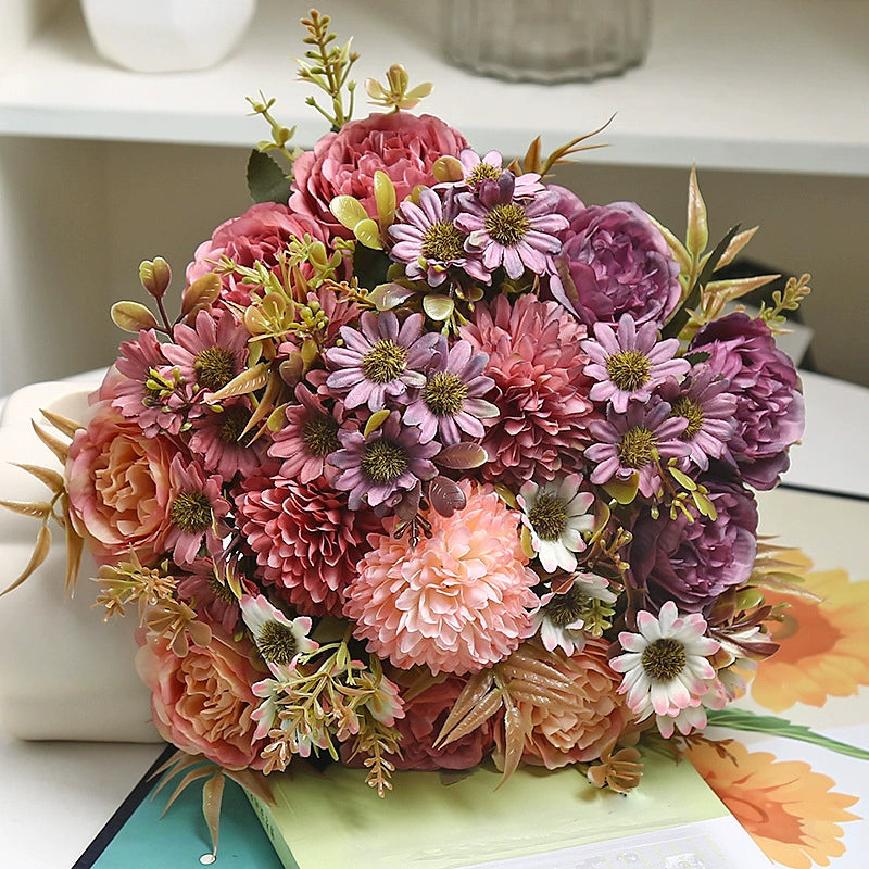 Bulk Peonies Bridal Bouquet Silk Flowers Flexible Stems Shatterproof for Anniversary Vase Arrangements Boho Home Decor Wholesale