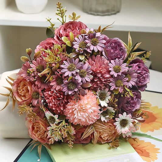 Bulk Peonies Bridal Bouquet Silk Flowers Flexible Stems Shatterproof for Anniversary Vase Arrangements Boho Home Decor Wholesale