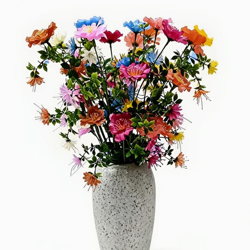 Artificial Cosmos Flower Bush with 6 Blooms, 27.5" Silk-Like Faux Floral, Wedding & Home Decor