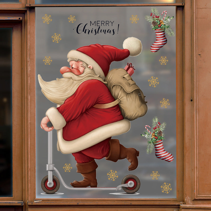 Christmas Santa & Snowflake Window Stickers - Festive Decor for Holiday & New Year