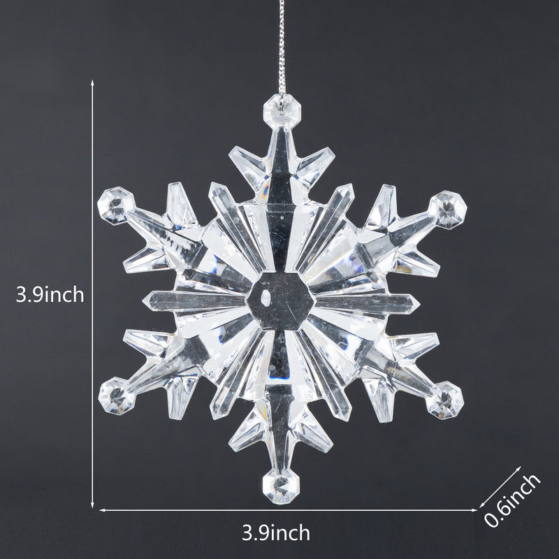 Clear Acrylic Crystal Snowflake Hanging Ornaments for Christmas Tree Decor, Bulk Quantity