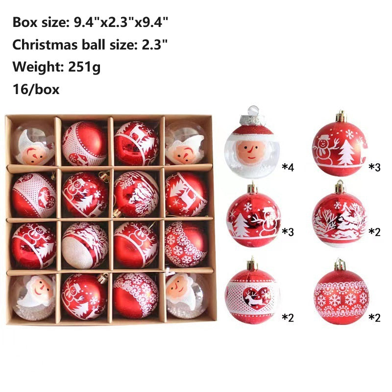 16 Pcs Christmas Ball Ornaments Hanging Decorations Red and White Holiday Decor