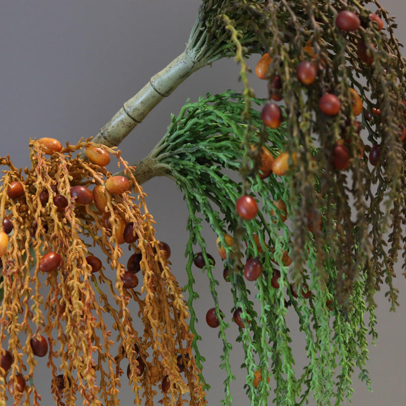 Artificial Palm Vine with Fruits, 33" Trailing Faux Palm Leaves for Home Decor & Floral Arrangements