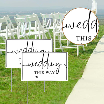 Bulk 3 Pack Weatherproof Wedding Direction Signs Double Sided Elegant Arrows with Rust Proof H-Stakes 12x17 Inch All-Season Lawn Yard Decor for Weddings Receptions & Outdoor Events Wholesale