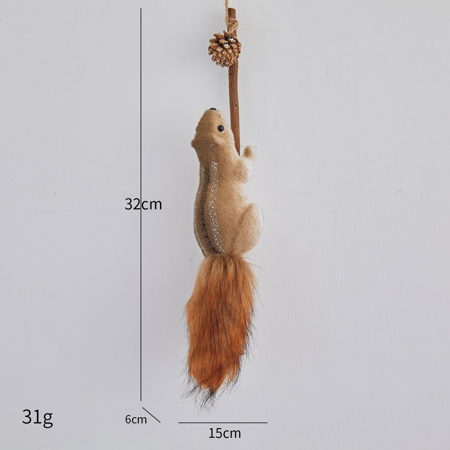 Christmas Squirrel Ornament Set - 3 Sizes Faux Squirrel Hanging Decor for Christmas Tree Mall & Cafe Scene Decoration