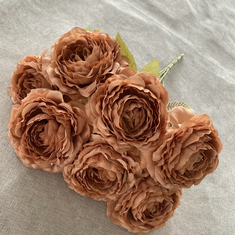 Artificial Peony Bush with 7 Blooms, 16" Tall, Silk-Like Fabric, Perfect for Weddings & Home Decor