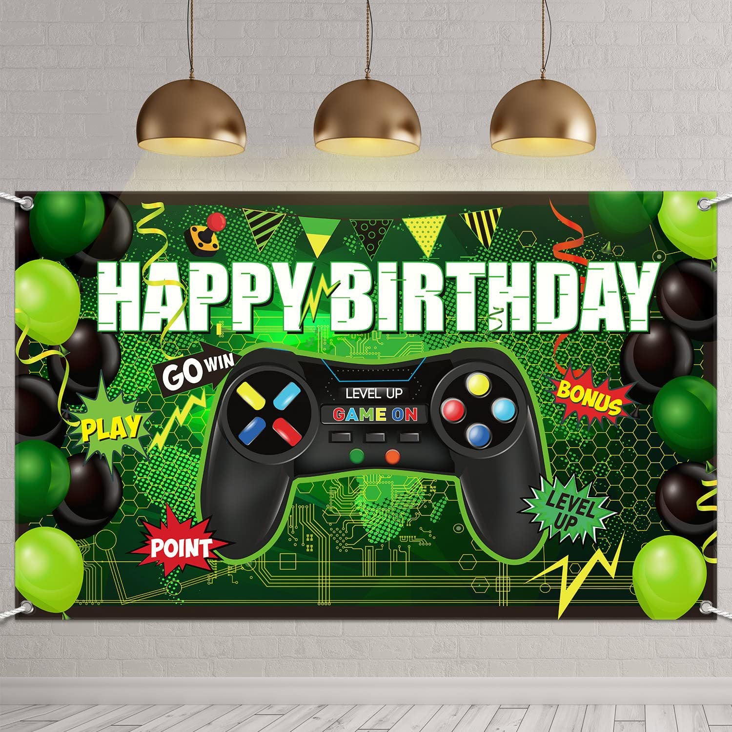 Bulk 10 Pcs Happy Birthday Banners for Game Theme Birthday Party Background Banner Party Supplies Wholesale