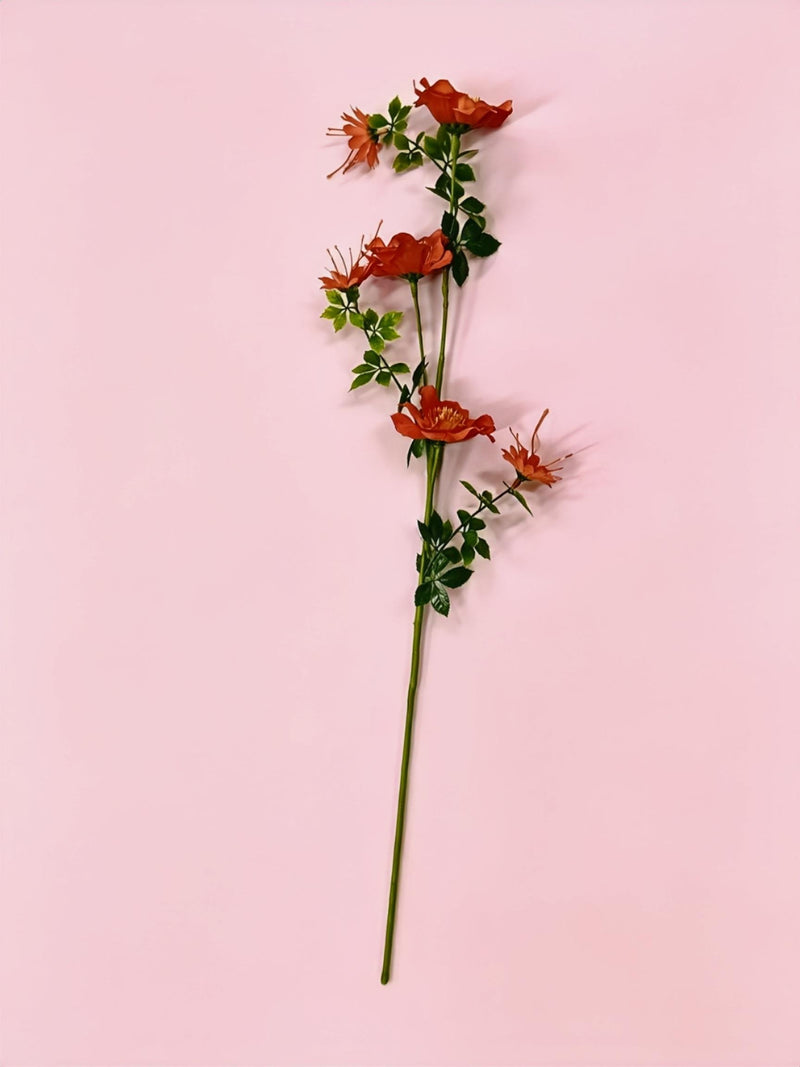 Artificial Cosmos Flower Bush with 6 Blooms, 27.5" Silk-Like Faux Floral, Wedding & Home Decor