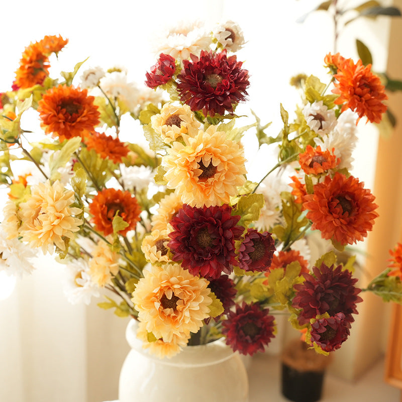 21" Artificial Daisy Bush with 8 Blooms, Silk Flowers for Home Decor, Wedding Arrangements, DIY Projects