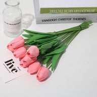 Bulk 20Pcs Silk Tulips  Artificial Flowers Bendable Stem for Mother's Day  Wedding Centerpiece Home Decor Wholesale