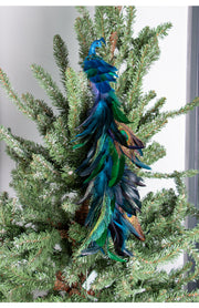 Artificial Long Tail Blue Peacock Ornaments 12 Inch 6 Pcs Christmas Hanging Decorations
