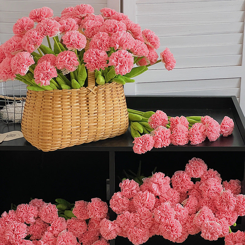 Silk-Like Carnation Bouquet, Set of 10 Stems, 14" Tall, Perfect for Home Decor, Weddings & Events