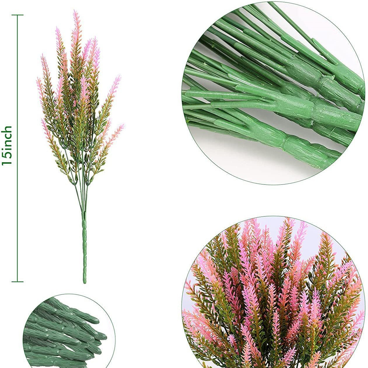Bulk 10 Pcs Lavender Artificial Flowers Real Touch Silk Stems UV Coating Weatherproof  Plants for Outdoor Window Boxes Farmhouse Wholesale