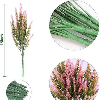 Bulk 10 Pcs Lavender Artificial Flowers Real Touch Silk Stems UV Coating Weatherproof  Plants for Outdoor Window Boxes Farmhouse Wholesale