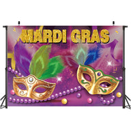 Bulk 12 Pcs 35X59 Inch Purple Mardi Gras Backdrops Banner for Mardi Gras Party Wholesale