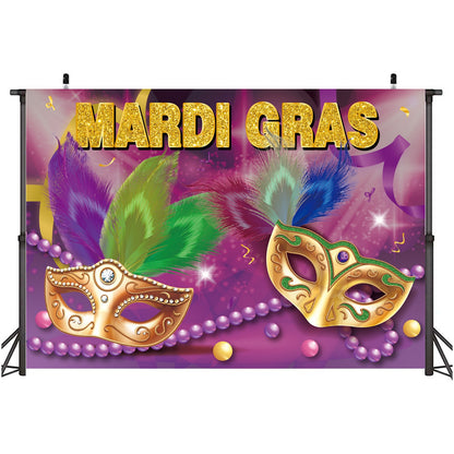 Bulk 12 Pcs 35X59 Inch Purple Mardi Gras Backdrops Banner for Mardi Gras Party Wholesale