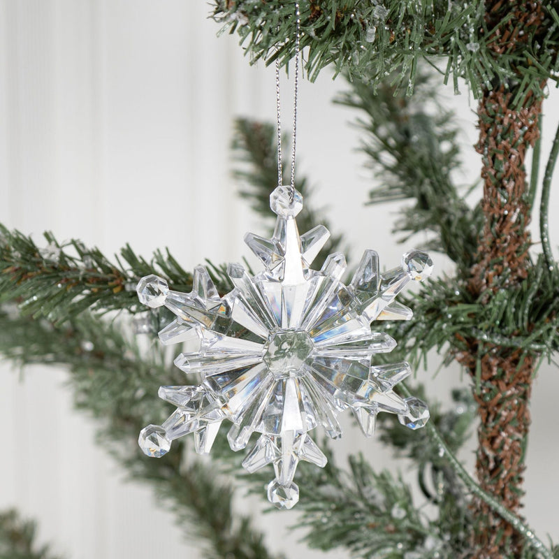 Clear Acrylic Crystal Snowflake Hanging Ornaments for Christmas Tree Decor, Bulk Quantity