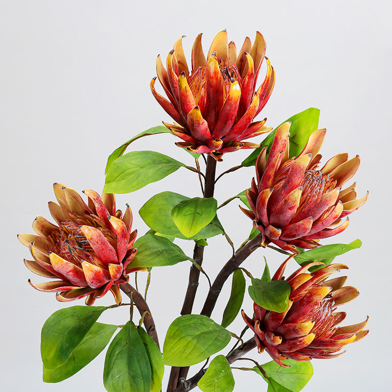 Single Stem Protea King Artificial Flower, 25" Tall, Silk-Like Fabric, Perfect for Weddings and Home Decor