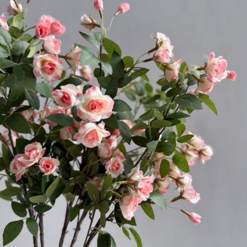 Artificial Mini Rose Bush with 18 Blooms, 25" Silk-Like Faux Flowers for Home Decor, Weddings & Events