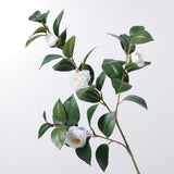 Artificial Camellia Flower Stem - 3-Stem 4-Bloom 25.6" Faux Perfume Camellia Decor for Living Room Home Accents