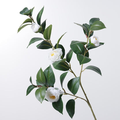 Artificial Camellia Flower Stem - 3-Stem 4-Bloom 25.6" Faux Perfume Camellia Decor for Living Room Home Accents