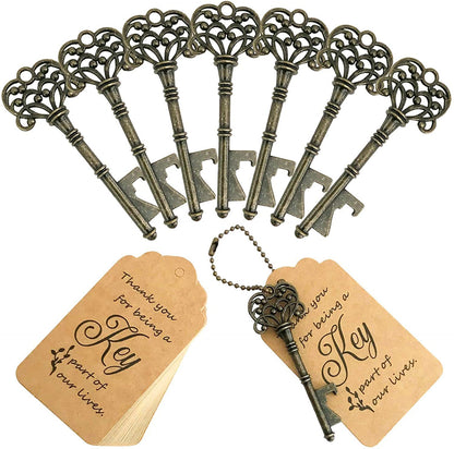 Bulk 50 Pack Vintage Skeleton Key Bottle Openers Wedding Favors Set with Keychains Durable Metal Bottle Opener Bulk for Bridal Showers Rehearsal Dinners & Anniversary Parties Wholesale