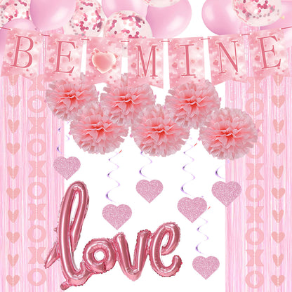 Pink Heart Spiral Wedding Decorations - 7 Styles Valentine's Day Proposal Paper Flower Ball Garlands