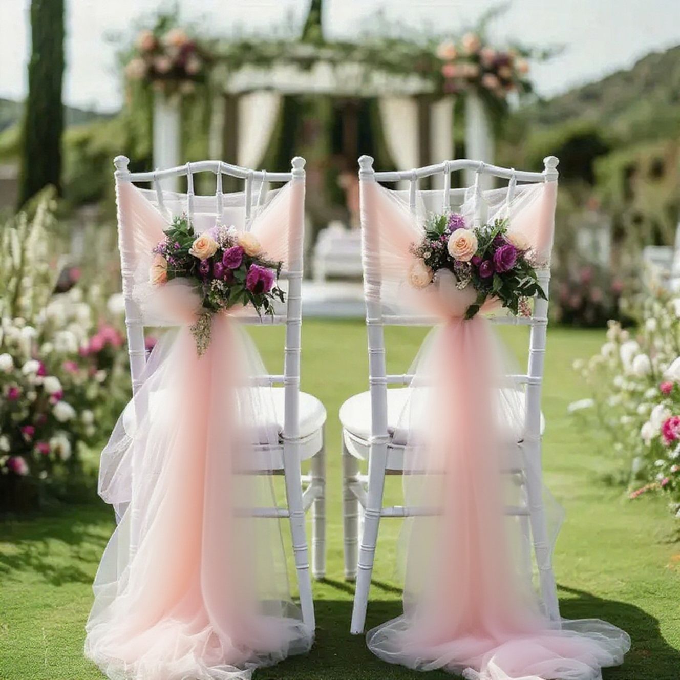 Bridal Shower Chair Tulle Draping - 9.8ft x 29.5in Wedding Party Decor Fabric Romantic Chair & Arch Backdrop