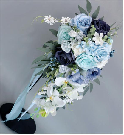 Bulk Blue Wedding Bouquets 2025 Silk Bride Bridesmaid Collections Hypoallergenic Florals Boho Beach Weddings Vintage Themes Wholesale