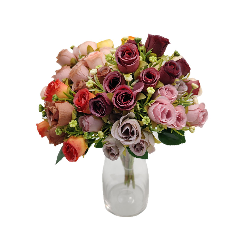 10-Bloom Artificial Rose Bush, 12" Tall, Modern Style for Home Decor, Wedding Arrangements, and Events