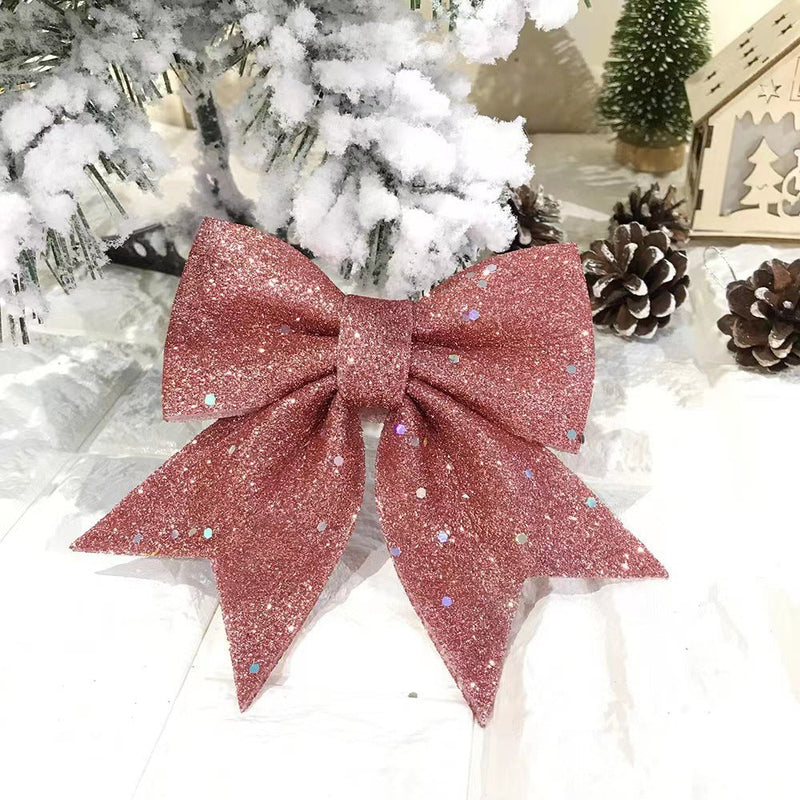 10 Pcs Christmas Pearl Cotton Gold Powder Bows for Garland and Tree Topper Decor