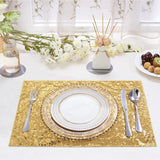 11.81 x 17.71 Inch Polyester Placemats with Sequin Embroidery, Solid Color Dining Table Mats, Stain-Resistant Washable Table Decor for Kitchen/Dining Room/Party