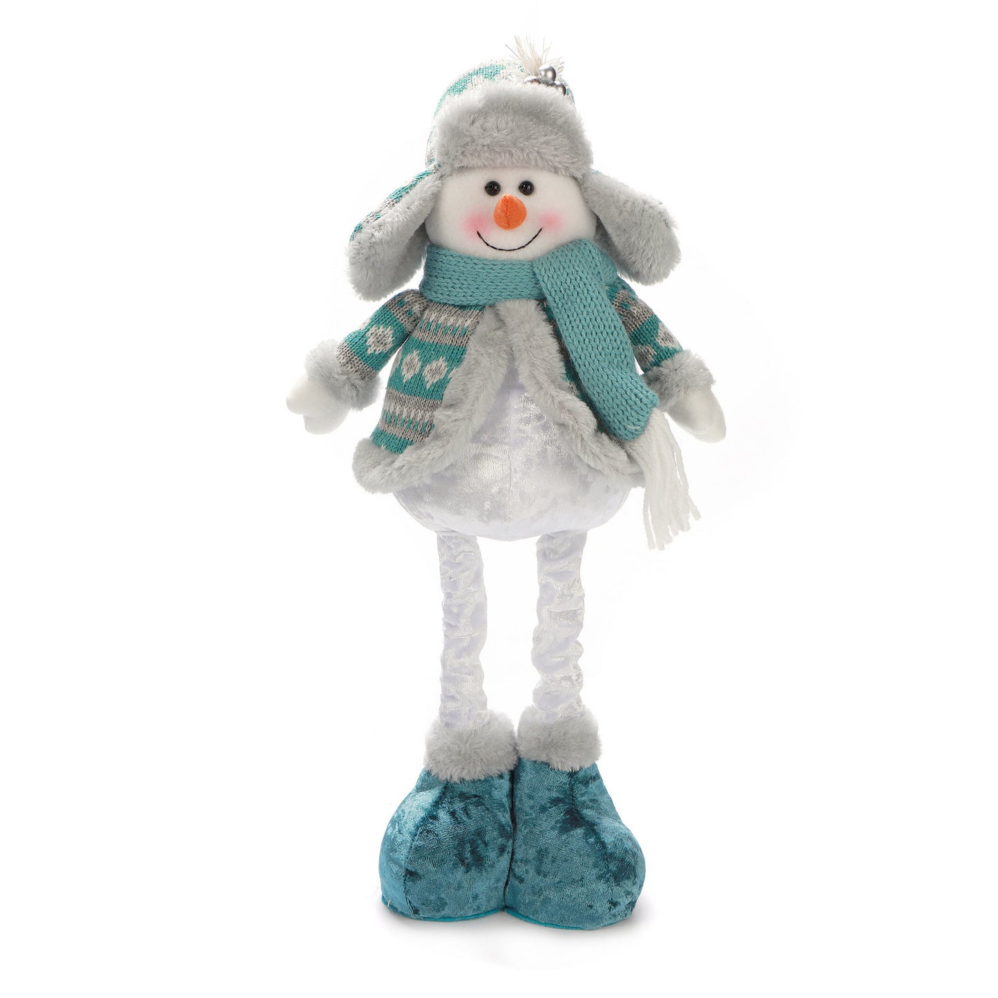 Stretchable Blue Santa-Snowman-Reindeer Plush – 12" Holiday Trio That Springs Into Action