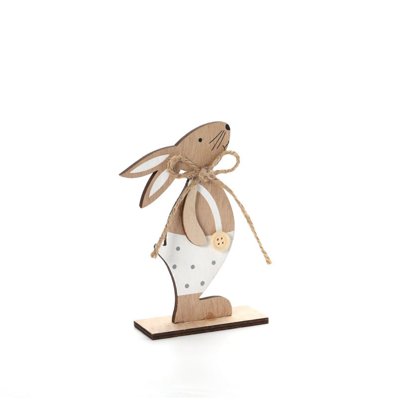 Bulk 12 Pcs Wooden Rabbit Ornaments for Christmas Easter Desktop Crafts