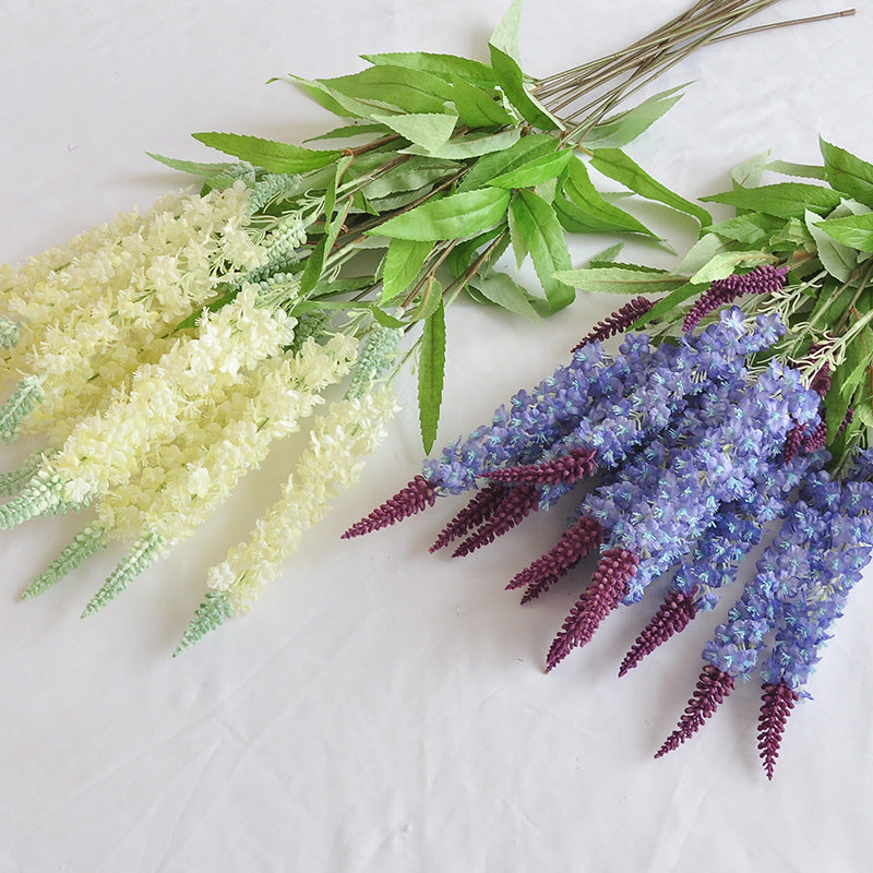 Artificial Lavender, Delphinium, and Foxtail Single Stem, Silk-Like Fabric, for Home Decor, Wedding, and Events