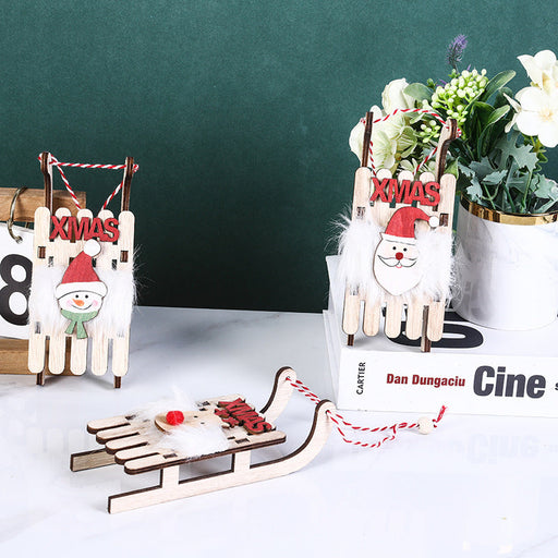 10 Pcs Christmas Sleigh Pendant Ornaments with Elk, Snowman, Santa Claus – Holiday Hanging Decorations for Kids