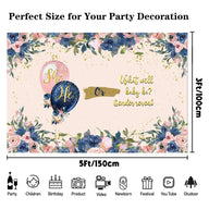 Gender Reveal Backdrop Banner - "He or She" Design - 59x39.3 Inches - Baby Shower Photo Background
