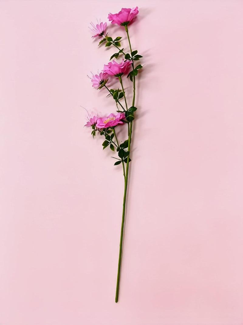 Artificial Cosmos Flower Bush with 6 Blooms, 27.5" Silk-Like Faux Floral, Wedding & Home Decor