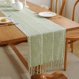 Bulk 2 Pcs Cotton Linen Table Flag with Hand-Tassels Home Long Table Runner for Weddings Party Home Decor Wholesale