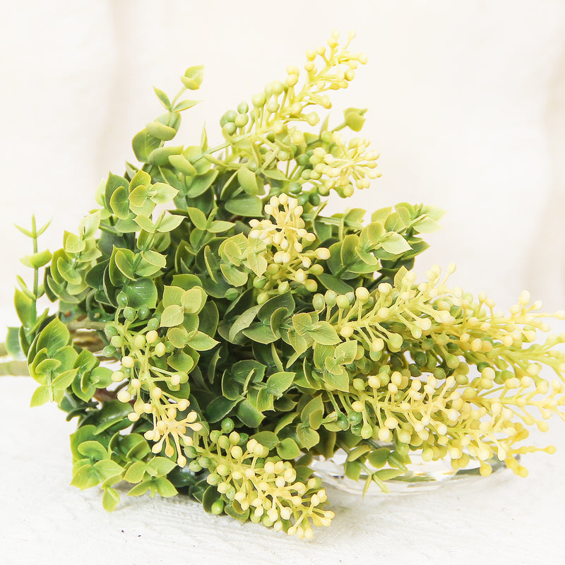 Artificial Eucalyptus Bush, 15-Leaf Realistic Foliage, 16" Height, UV-Resistant for Indoor & Outdoor Use